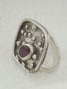 PUNK SAPPHIRE RUNG HANDMADE IN STERLING SILVER WOMENS SIZE 8.5